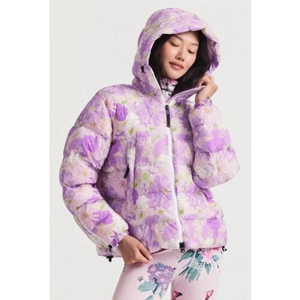 Loveshackfancy X Bogner Fire + Ice purple floral puffer coat size 12